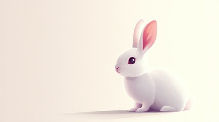 Fototapeta premium Cute white rabbit illustration on a light background. Possible use Children's book illustration