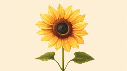 Fototapeta premium Detailed sunflower illustration, artistic style, isolated on background