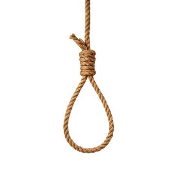 Thick brown rope noose knot isolated on a transparent background image