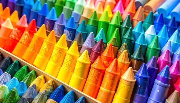 Colorful crayons in a box