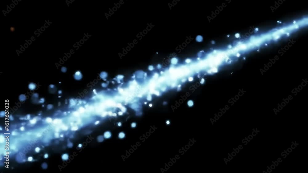 Poster abstract light trail animation in space, sparkling particles