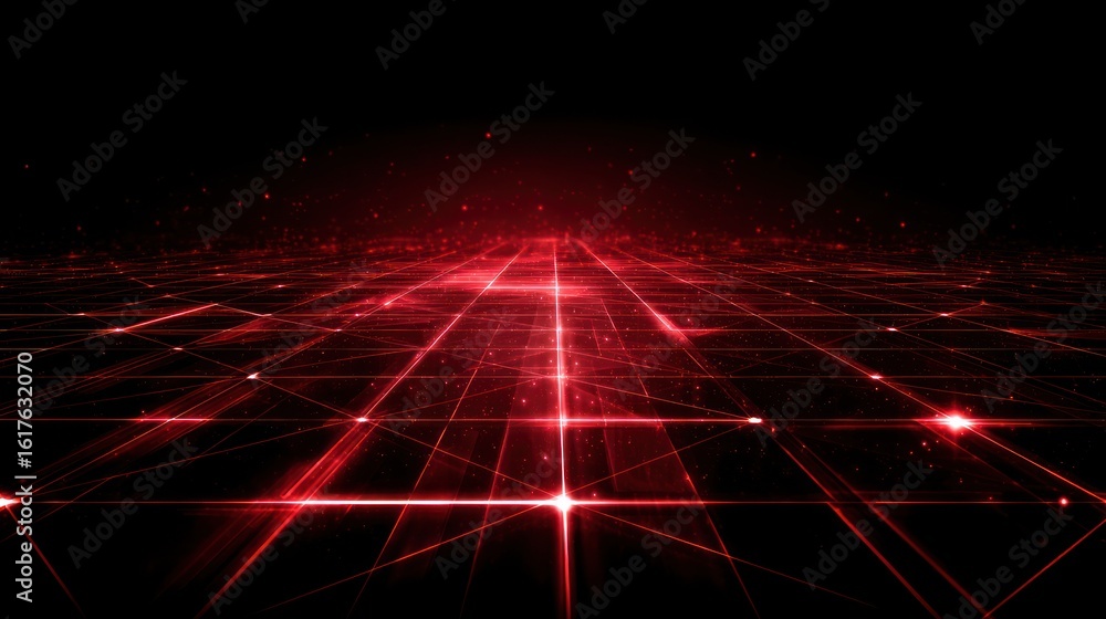 Poster red grid pattern on dark background