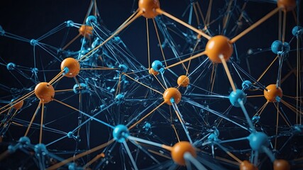 Abstract Molecular Structure: Blue and Orange Atoms