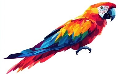 Fototapeta premium Colorful polygonal macaw, vibrant artwork, isolated, digital art, for print or web use