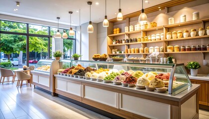 Modern ice cream shop interior