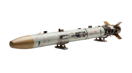 Military Precision: A meticulously crafted missile, embodying the cutting edge of defense technology, stands in stark relief.