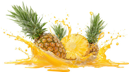 Pineapple, a Ripe, Fresh Fruit Food, Whole, Isolated on White