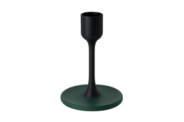 Stylish candlestick holder with black stem and green base, isolated on transparent background, perfect for home decor