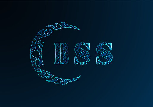 Low poly letter logo BSS design. BSS letter logo low poly vector design on blue color gradient background. BSS logo low poly design