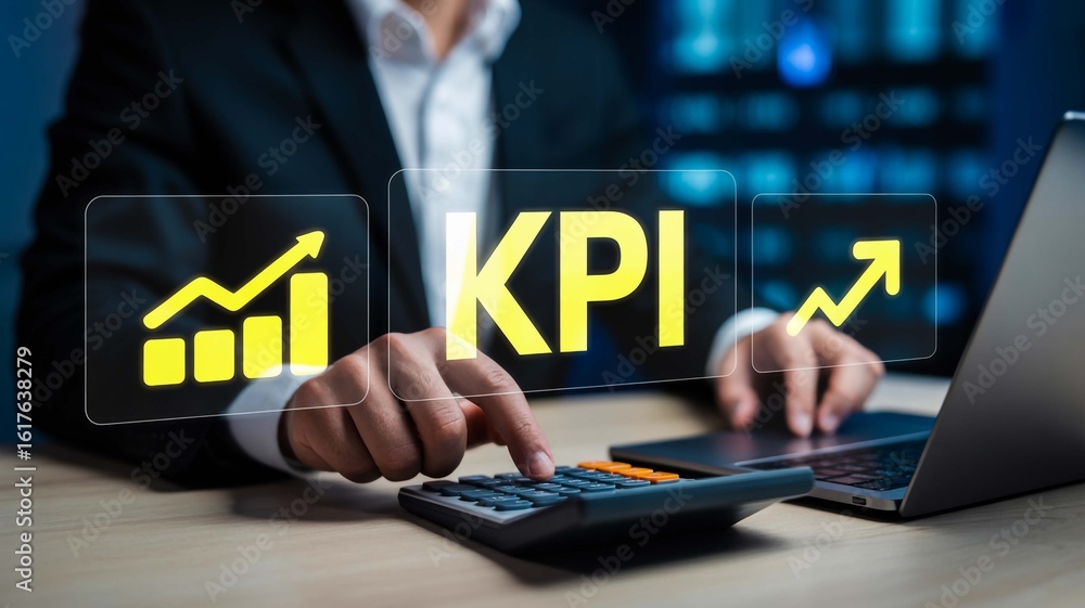 Poster kpi analysis for business success measuring key performance indicators with data driven strategy and