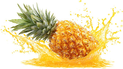 Pineapple, a Ripe, Fresh Fruit Food, Whole, Isolated on White