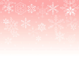 温かな赤色の雪が降る背景　赤い雪の結晶風景　クリスマスの壁紙