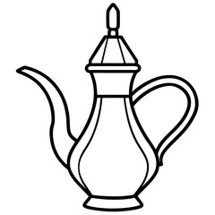 Dallah Coffee Pot Line Art with Elegant Handle 