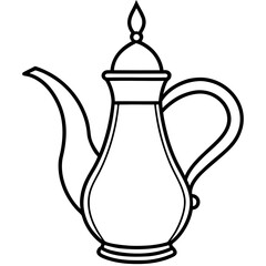 Dallah Coffee Pot Line Art with Elegant Handle 
