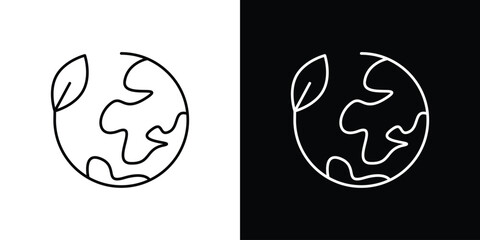 Green earth planet icon design. Thin graphic elements vector illustration