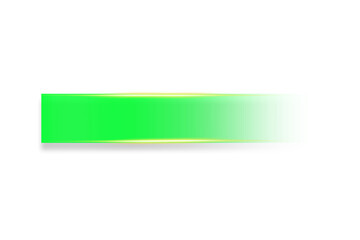 Obraz premium Bright green rectangular light flare with golden glow on transparent lower third