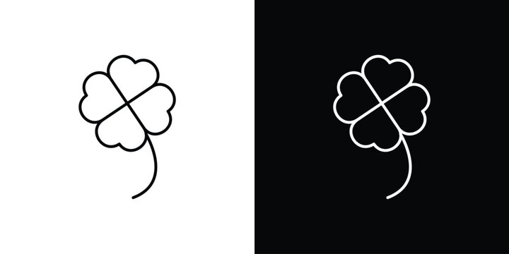 Four leaf clover icon design. Thin graphic elements vector illustration