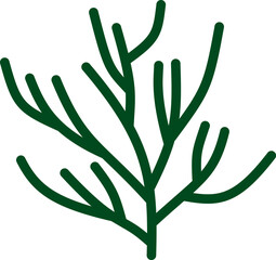 Simple Vector Plant Branch Twig Dry Wood in Green Color for Icon Element and Logo