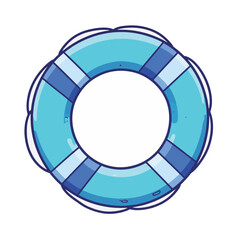 Naklejka premium Graphic blue lifebuoy ring on white background, safety concept