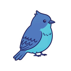 Obraz premium Blue bird perched on white background, symbol of freedom