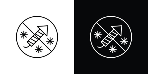 Ban on fireworks signs design. Thin graphic elements vector illustration