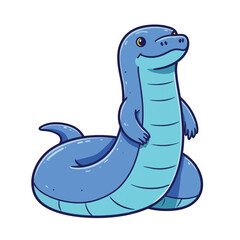 Fototapeta premium Playful blue eel character on white background, fun and whimsical