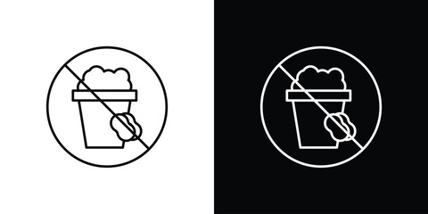 Obraz premium Cleaning bucket with sponge signs design. Thin graphic elements vector illustration