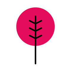 Stylized pink tree icon: nature, growth, environment, simplicity, modern design