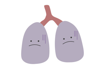 不健康な肺のキャラクターイラスト