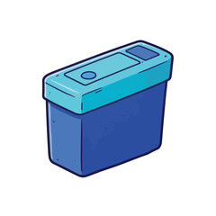 Blue ink cartridge on white background, writing essentials