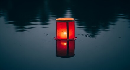 Floating lantern on water