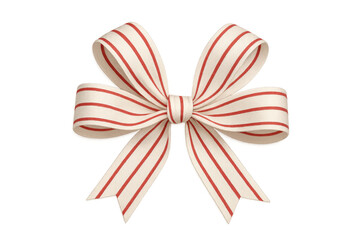 Fototapeta premium Elegant red and beige striped ribbon tied in a bow, isolated on a transparent background, perfect for adding a touch of sophistication to designs