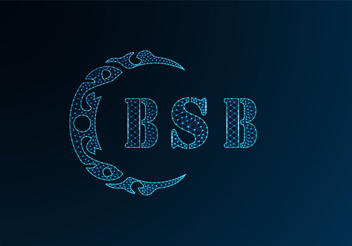 Low poly letter logo BSB design. BSB letter logo low poly vector design on blue color gradient background. BSB logo low poly design
