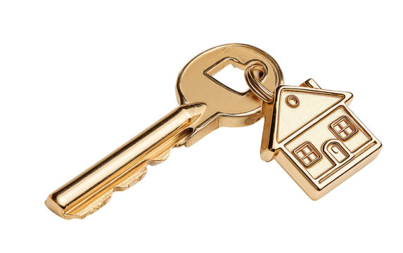 Gold key with a miniature house charm