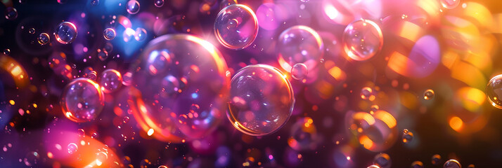Rainbow bubbles on a dark background