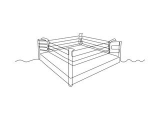Abstract boxing ring, continuous single one line art hand drawing sketch, logo