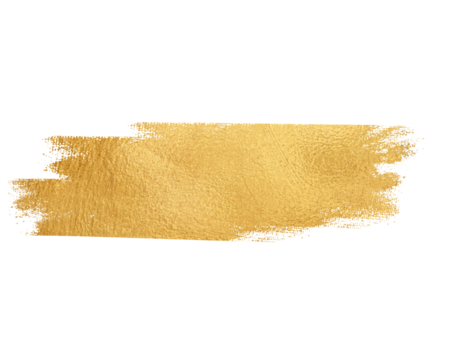 Golden brush stroke isolated on transparent background