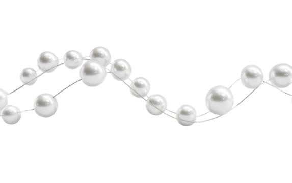 A wavy line of white pearls