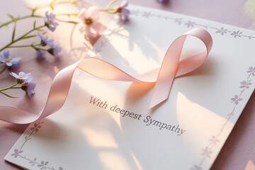 Show your deepest sympathy with a heartfelt card and ribbon, a thoughtful gesture of condolence