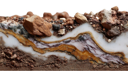 Stratigraphic Harmony: A cross-sectional slice unveils a tapestry of the Earth's history, showcasing diverse rock layers, textures, and earthy hues.