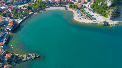 Aerial images of the Amasra district of Bartın province in T&uuml;rkiye were provided by a drone.