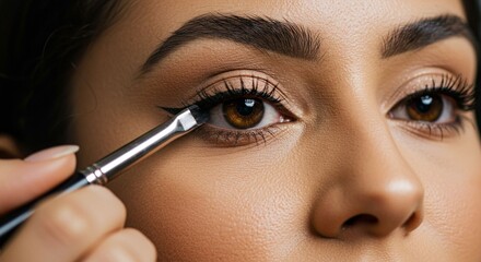 Eye makeup application close up