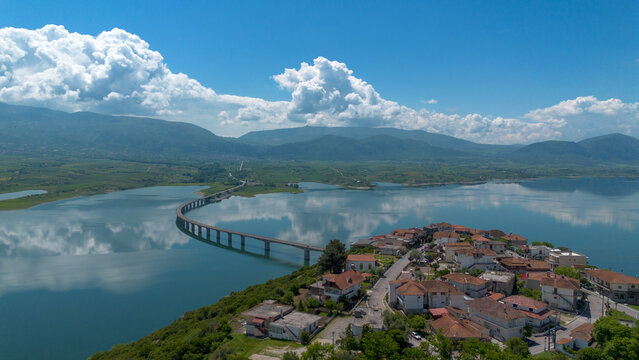 Neraida bridge or Servia Bridge on the Polyfytos lake in Kozani.