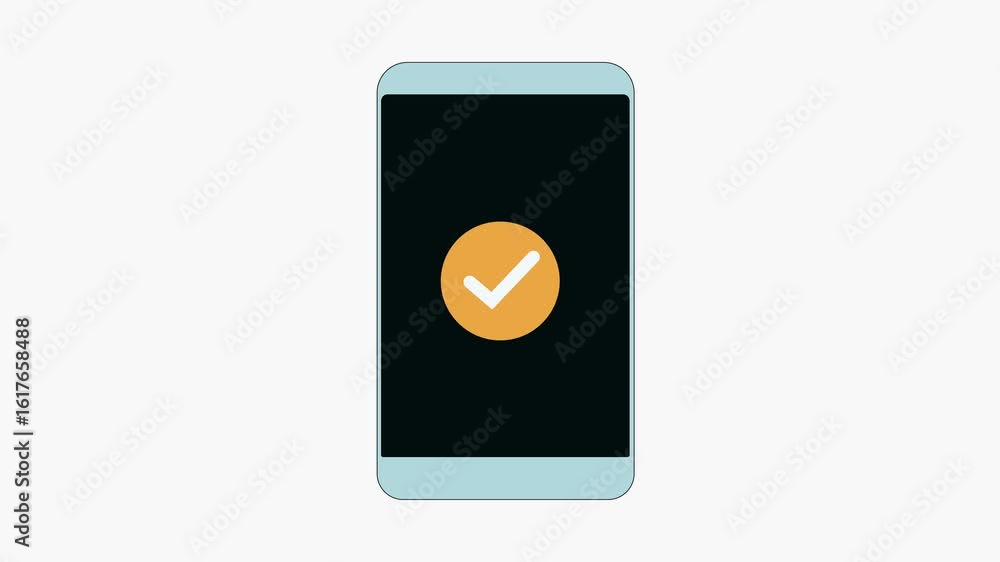 Aufkleber smartphone displaying approval checkmark on a mobile application within a digital design.digital sma
