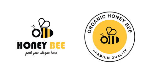 Honey Bee Logo Templates for Organic Products and Premium Quality Brand Identity and Natural Food Business Designs