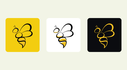 Stylized Bee Illustration on Colorful Backgrounds for Nature and Honey Product Design Concepts