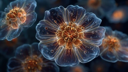 Microscopic View of Jellyfish in Deep Ocean