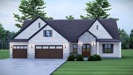 Obraz premium Exterior house design, The Horizon Edge Exterior Exterior house 3d rendering