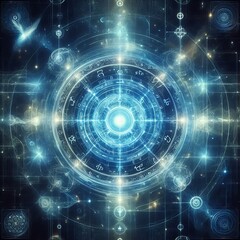 Fototapeta premium Stunning cosmic portal pulses with vibrant astral energy and mystical glowing symbols