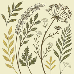 Seamless floral pattern with decorative flowers and leaves in vintage style